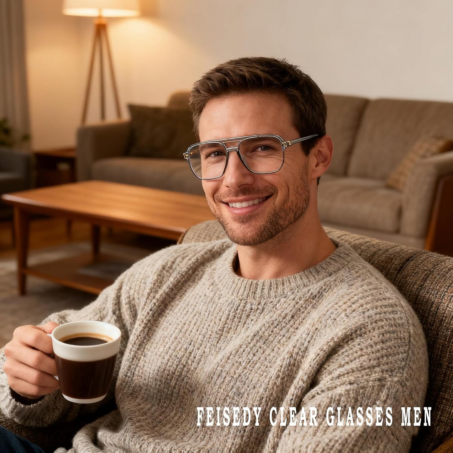 商品图片 79 | B0C6ZZXZ3F | FEISEDY Blue Light Glasses for Women Men Oversized Pilot Lightweight B2866