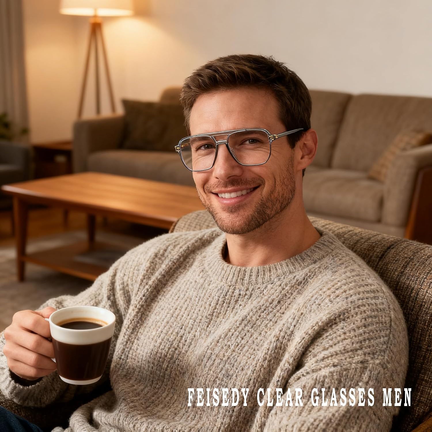 商品图片 79 | B0C6ZZXZ3F | FEISEDY Blue Light Glasses for Women Men Oversized Pilot Lightweight B2866