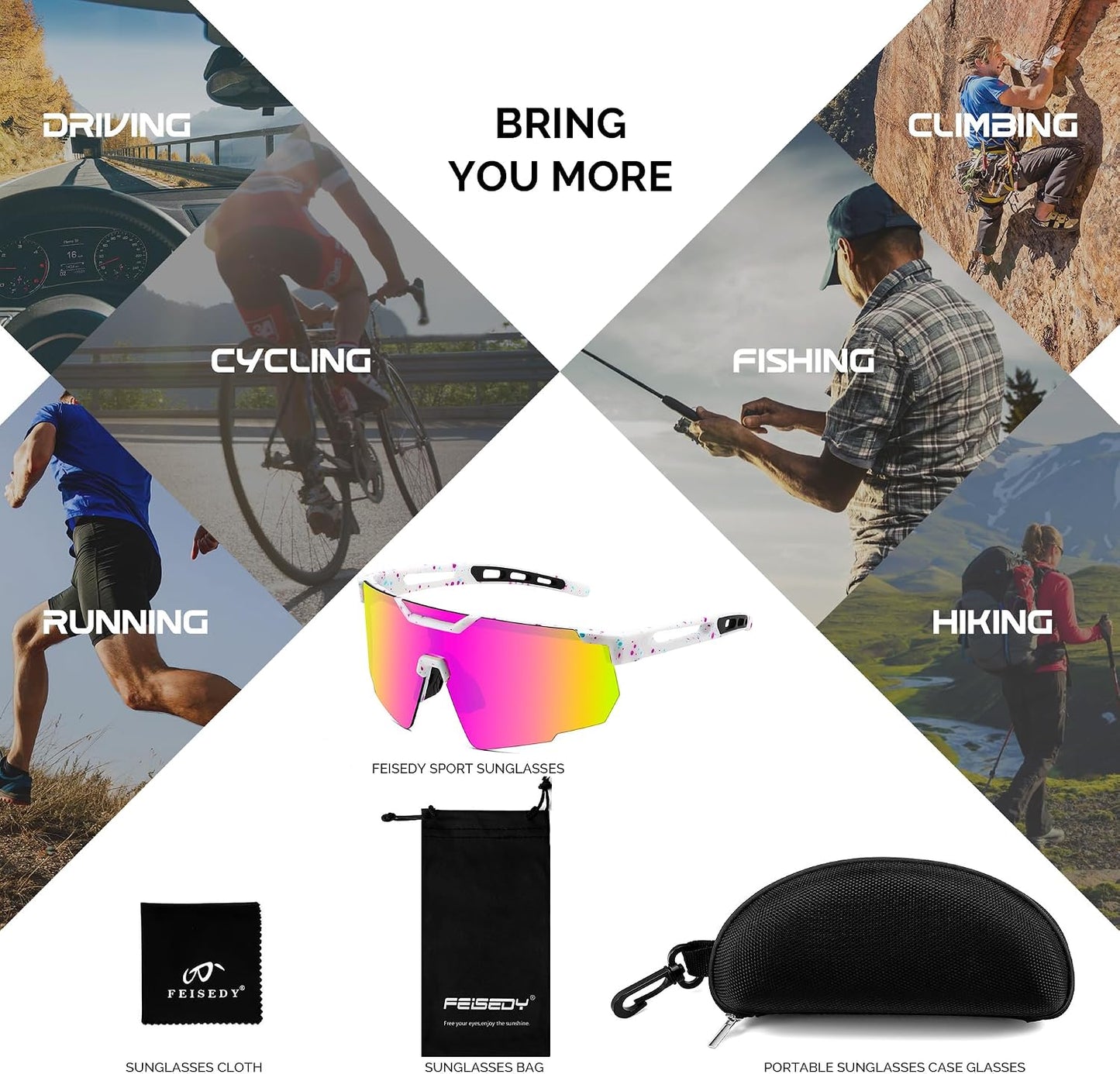 商品图片 7 | B0D2R93ZVQ | FEISEDY Cycling Sunglasses for Men Women, Sport Sunglasses for Baseball Softball Running Fishing Golf UV400 B0167