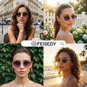 ÉÌƷͼƬ 30 | B0GVDQNHD2 | FEISEDY Oval Metal Sunglasses for Women and Men, Classic UV400 Protection Shades Retro Trendy Driving Fishing Eyewear B0430