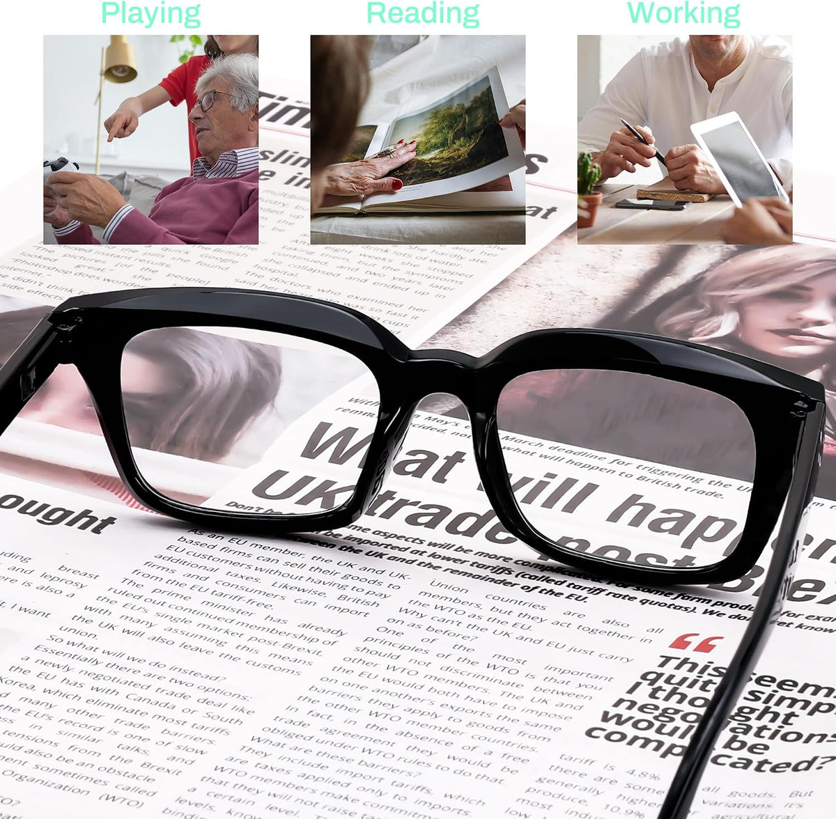 ÉÌƷͼƬ 25 | B0F7HQL9ND | FEISEDY 6/5 Pack Classic Reading Glasses Rectangular Readers B0297