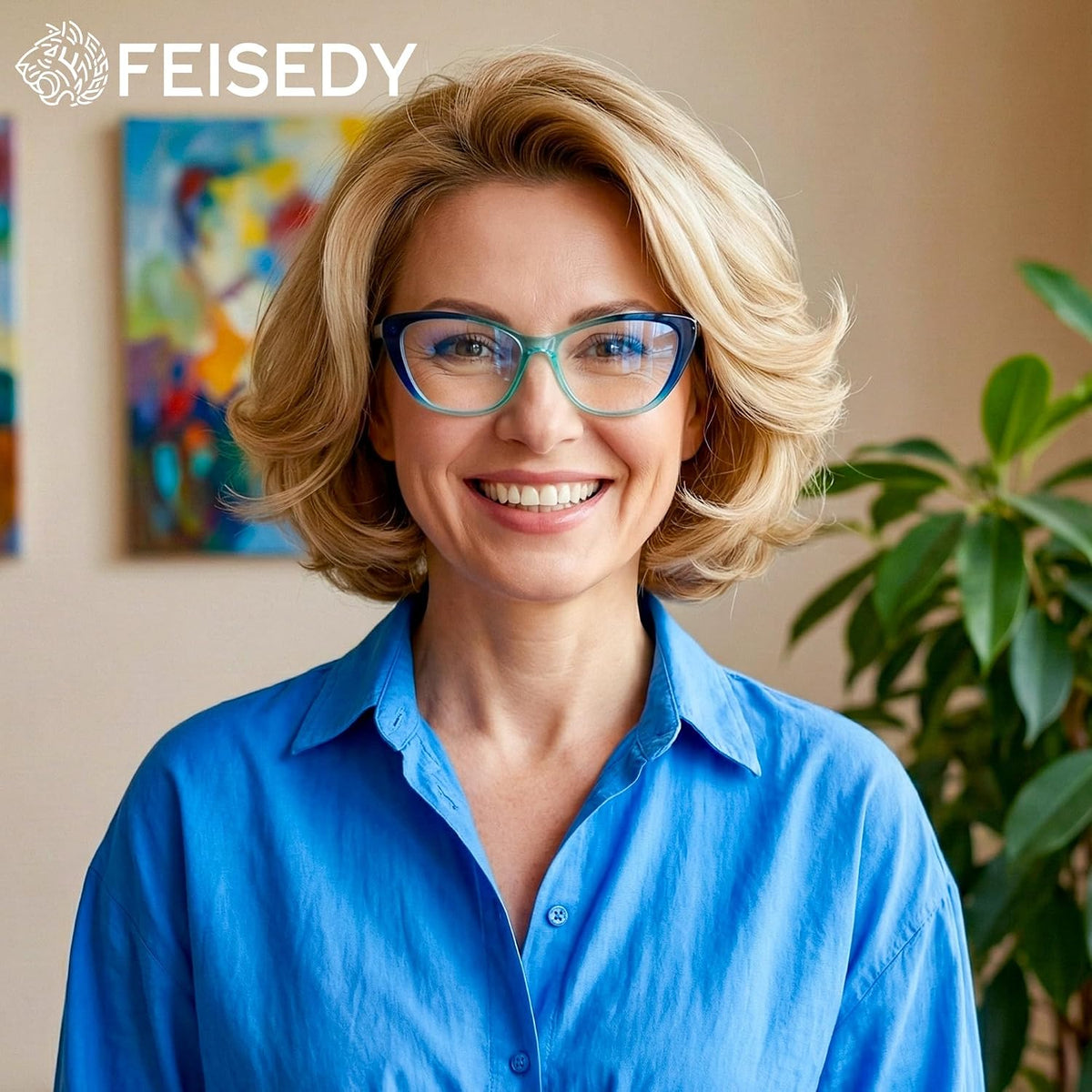 ÉÌƷͼƬ 2 | B0G8D97VW9 | FEISEDY 3 Pack Cat Eye Reading Glasses Blue Light Blocking Women/Men B0374