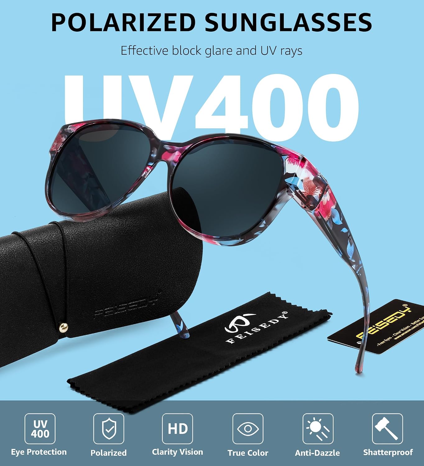 商品图片 54 | B0FRRT5Z37 | FEISEDY Fit Over Glasses Polarized Sunglasses, UV400 Protection for Driving & Outdoor Activities B0328