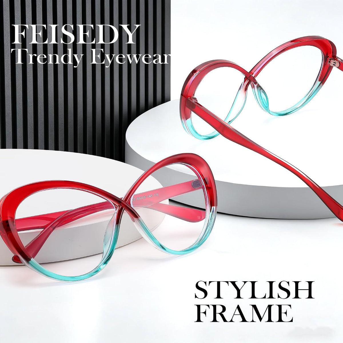 ÉÌƷͼƬ 12 | B0GXZ3356Q | FEISEDY Oversized Cat Eye Blue Light Blocking Glasses for Woman, Retro Cateye Eyeglasses, Stylish Bluelight Glasses B0454