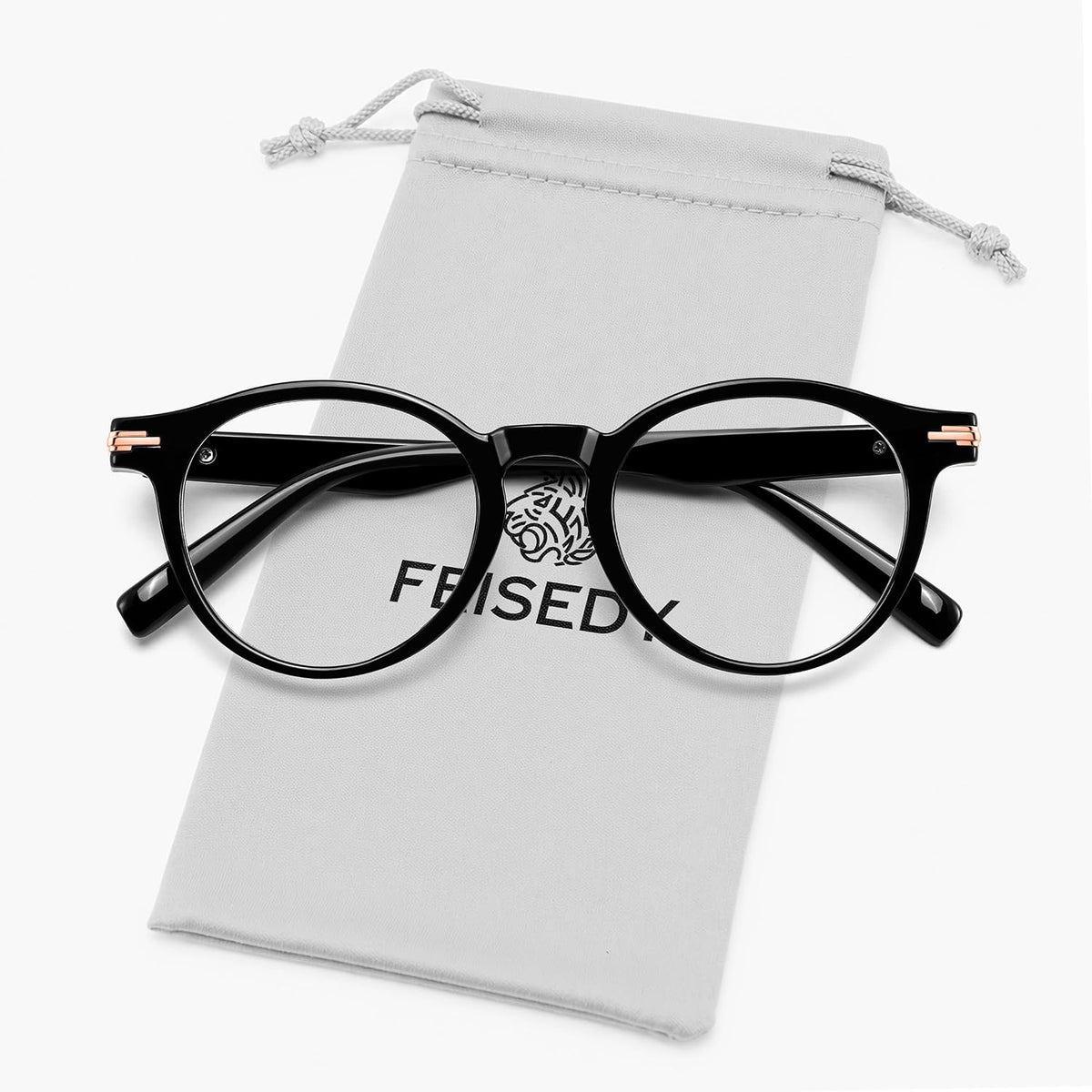 Black / 49 Millimeters | B0HBPMM5B2 | FEISEDY Stylish Round Blue Light Blocking Glasses for Women Men B0469