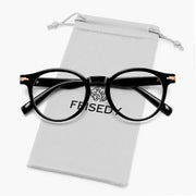 Black / 49 Millimeters | B0HBPMM5B2 | FEISEDY Stylish Round Blue Light Blocking Glasses for Women Men B0469