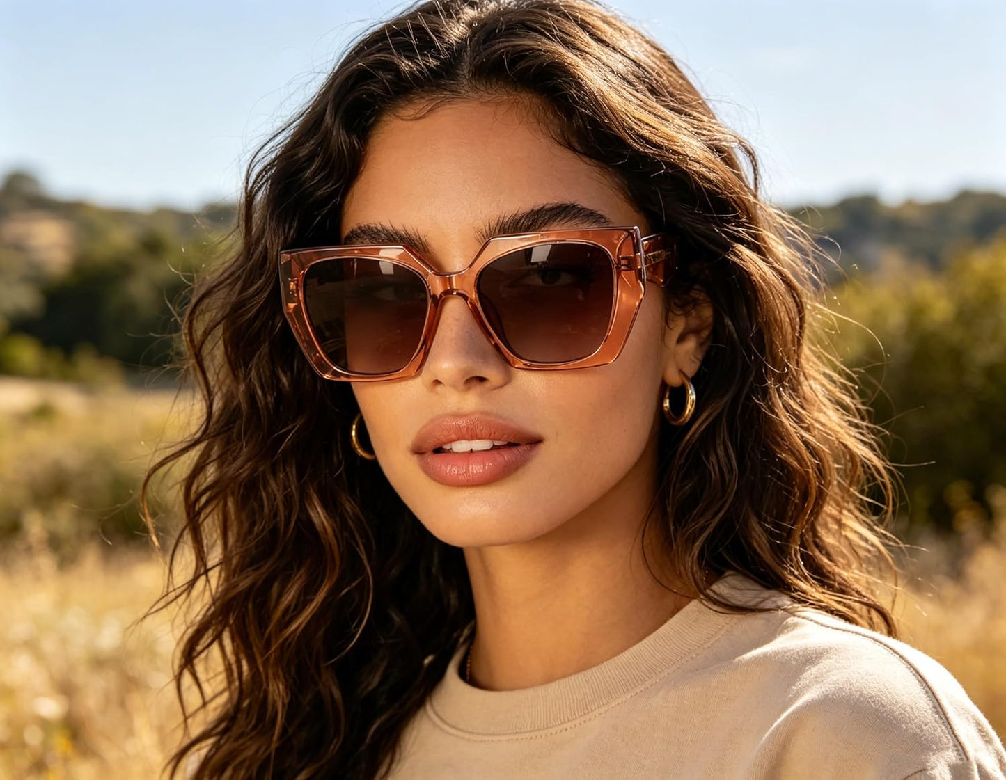 商品图片 43 | B0CNCTSQ2Z | FEISEDY Trendy Polarized Sunglasses, Oversized Irregular TR Frame for Women Men, Retro Shades UV400 B0016