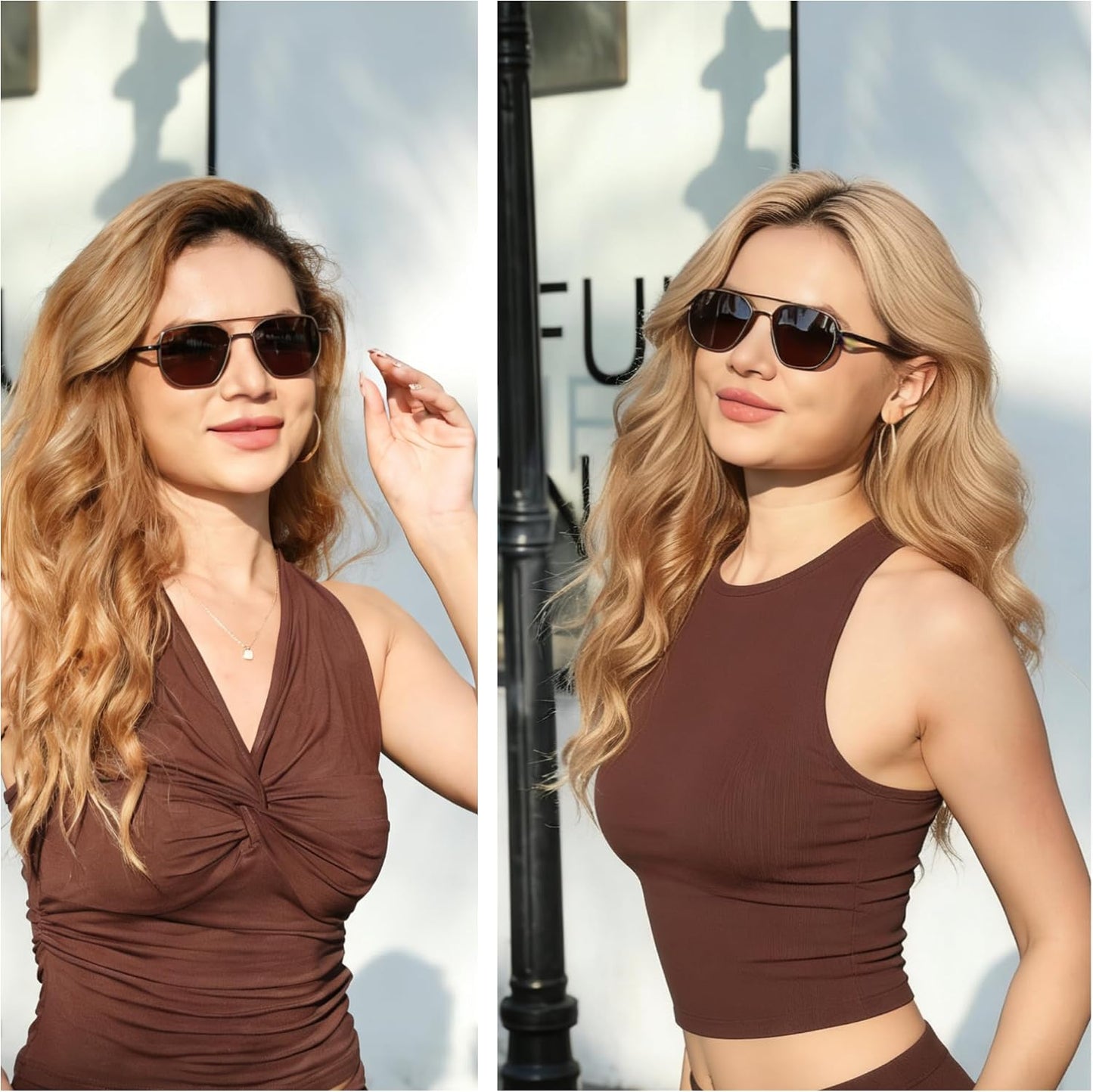 商品图片 30 | B0FQ4Y7FV6 | FEISEDY Polarized Aviator Sunglasses for Women Men Square TAC Lens B0329 | UV400 protection, Lightweight, Military-grade durability, Spring temples, Climate Pledge Friendly, Driving, Beach