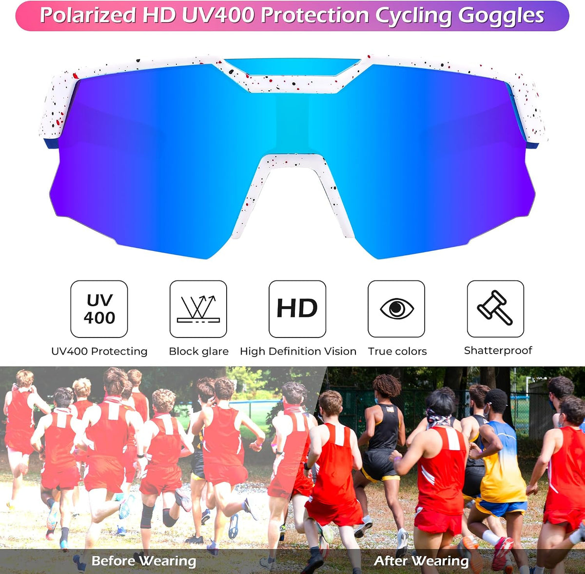ÉÌƷͼƬ 26 | B0CCJ9N8C5 | FEISEDY Kids Sports Sunglasses UV400 for Youth, Ages 8-16 B0048