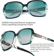 ÉÌƷͼƬ 111 | B079GSTW1D | FEISEDY Polarized Women Square Sunglasses Sparkling Composite Shiny Frame B2289