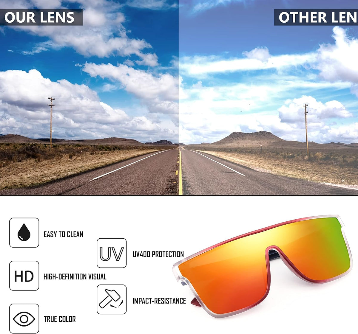 ÉÌƷͼƬ 39 | B0B2836HD6 | FEISEDY Sunglasses for Women Men, Fashion Mirrored Single Lens Shades
