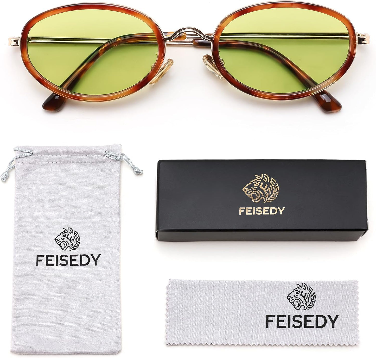 商品图片 35 | B0H2XM1HNJ | FEISEDY 90s Retro Oval Cat Eye Sunglasses UV400 Small Face B0450