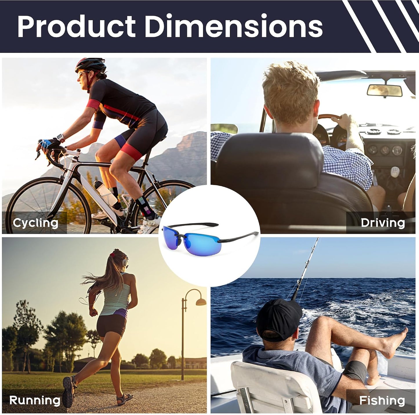 商品图片 18 | B0FY1FT8ZN | FEISEDY Sports Sunglasses for Men Women TR90 Rimless Frame for Running Fishing Driving B0349