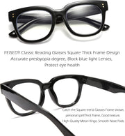 ÉÌƷͼƬ 4 | B0DBQFZT73 | FEISEDY Retro Square Thick Big Frame Blue Light Blocking Reading Glasses Anti Glare Digital Eyestrain Reader B2523