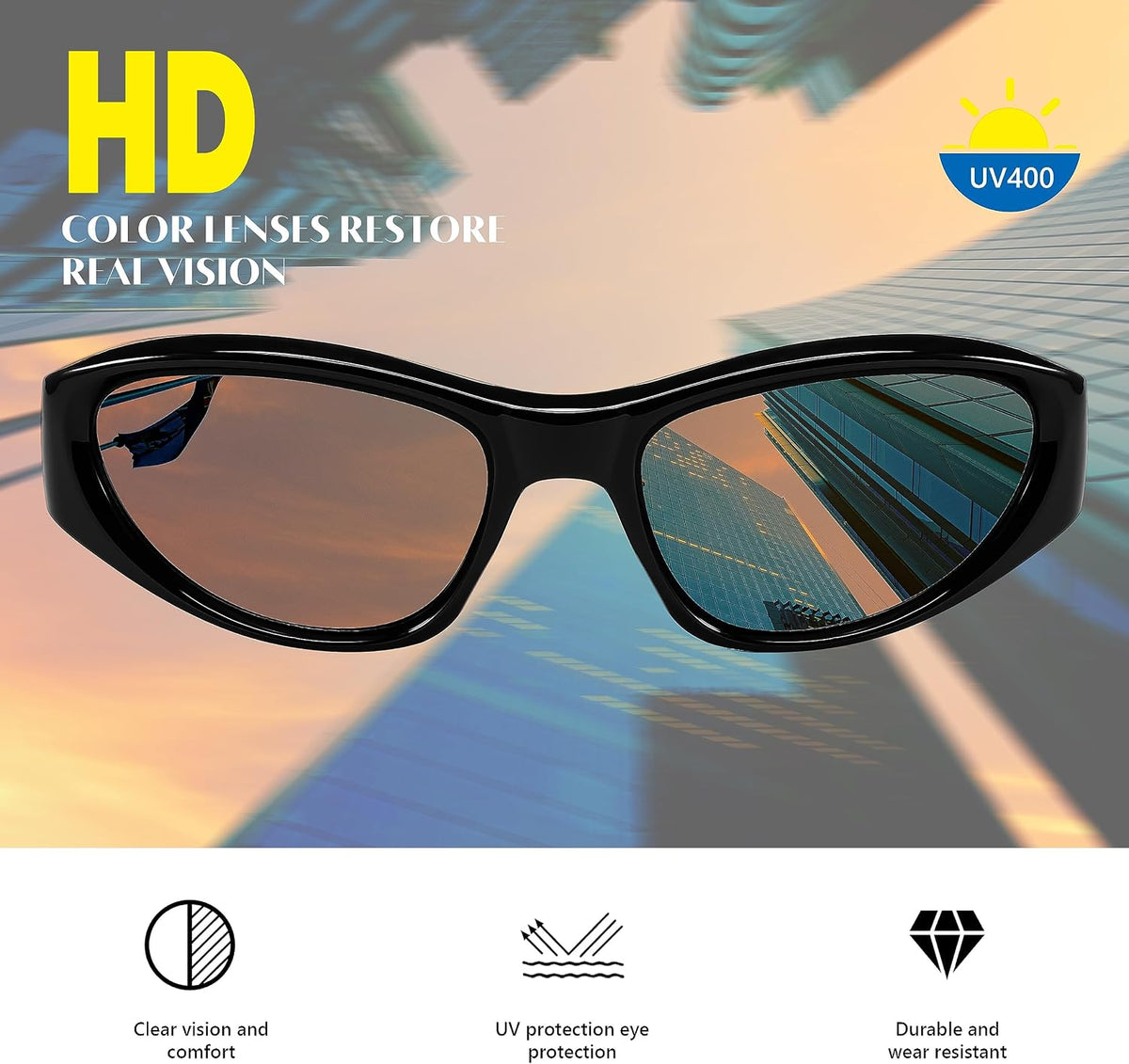 ÉÌƷͼƬ 5 | B0CBTG9FHB | FEISEDY Y2K Wrap Around Fashion Sunglasses for Women Men Trendy Futuristic 2000s Accessories Oval Sunglasses B1088