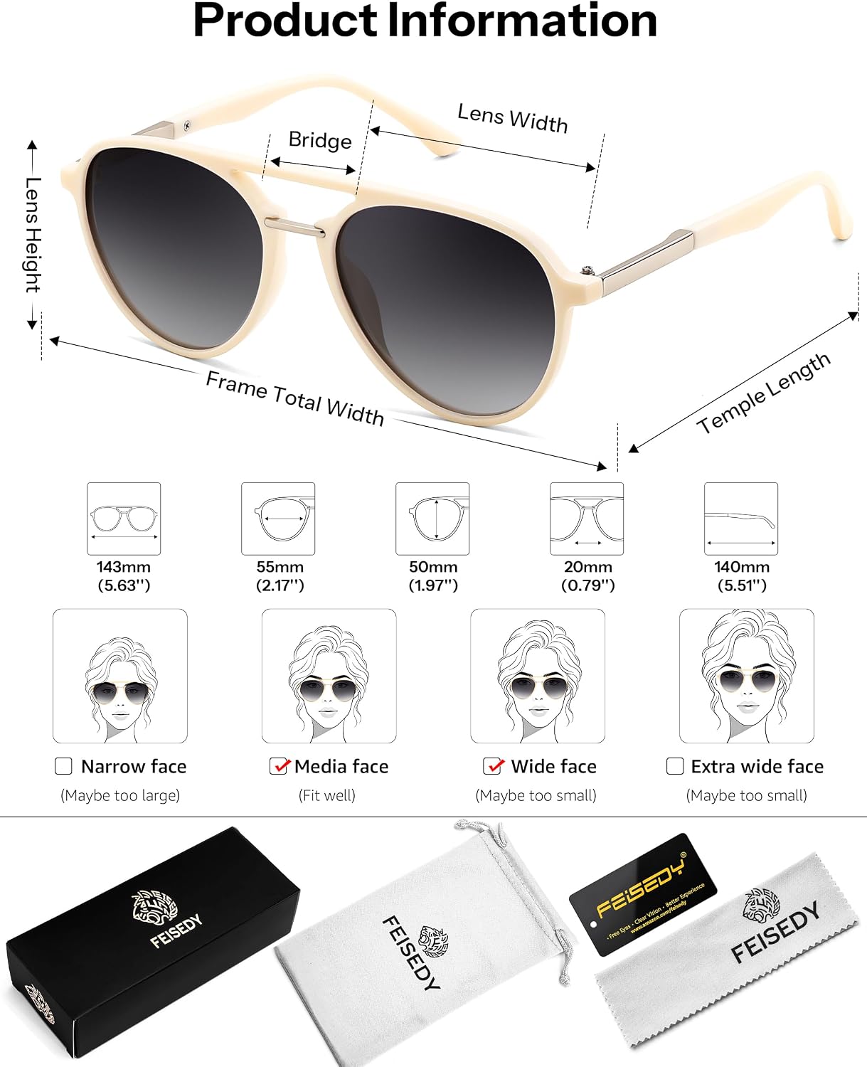 商品图片 21 | B0H1BPNZ36 | FEISEDY 70s Retro Aviator Sunglasses Polarized UV400 for Men Women B0453