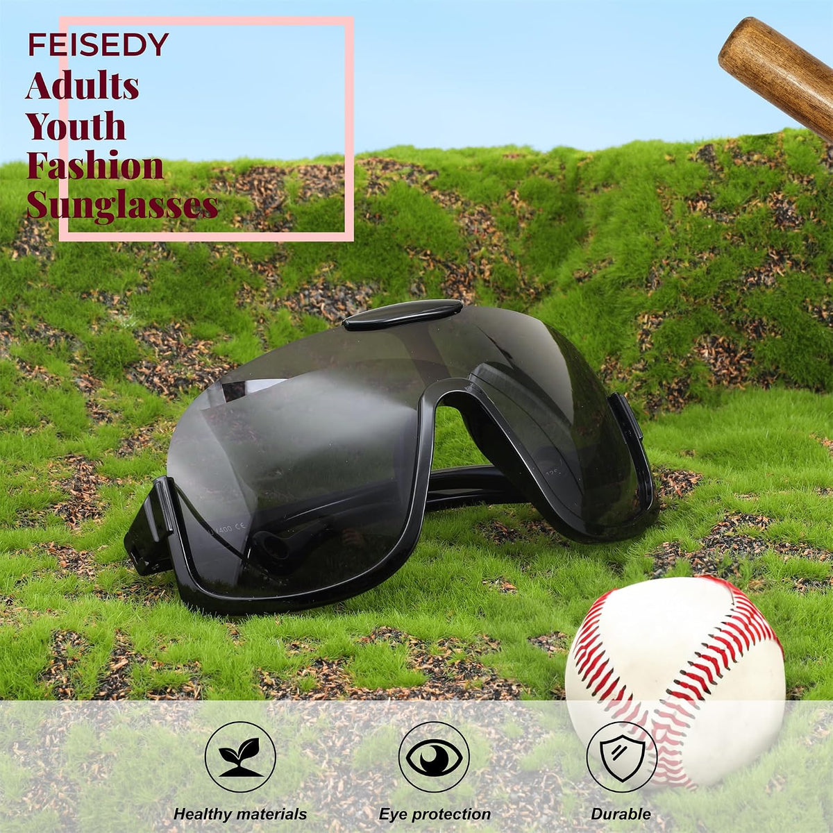 ÉÌƷͼƬ 27 | B0CQT2FXLN | FEISEDY Sunglasses Men Women Oversized Fashion Sports Baseball Fishing Skiing Running Golf Adults Teens Half Frame B0012