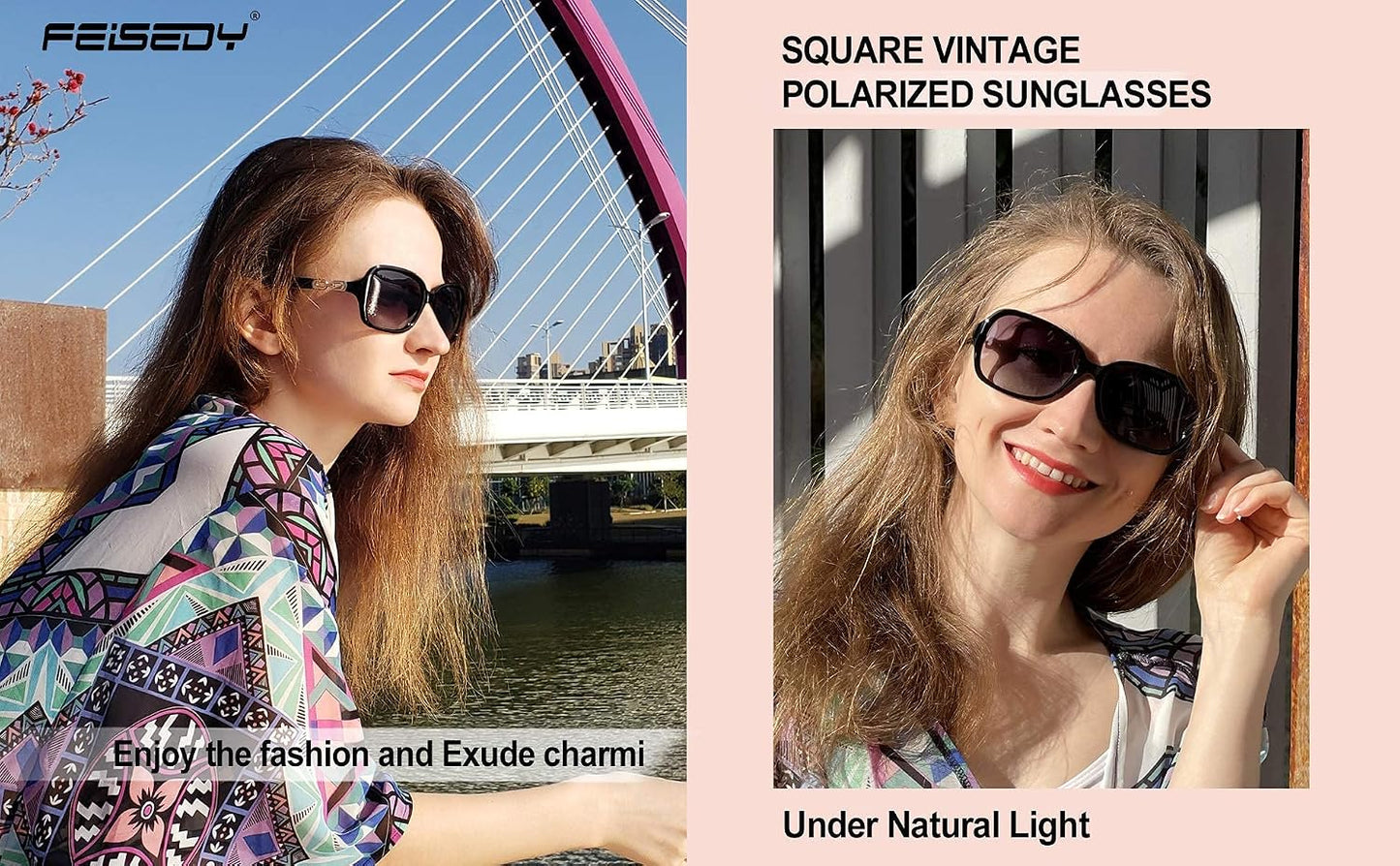 商品图片 14 | B08LPZDDKZ | FEISEDY Womens Polarized Sunglasses Square Wraparound Shades UV400 Mirrored Trendy Sun Glasses for Women B2526