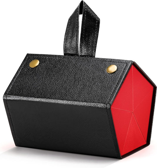 001 Black-red / Medium | B0CSFKTCH5 | FEISEDY Sunglasses Organizer 5 Slots Travel Glasses Case,Hanging Eyewear Holder Fashionable PU Leather Eyeglass Case B0087