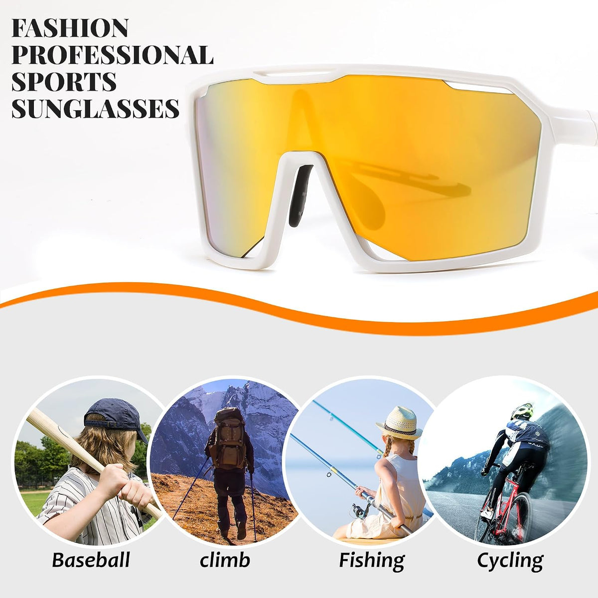 ÉÌƷͼƬ 27 | B0D2XDTT5X | FEISEDY Sports Cycling Sunglasses for Men Women, UV400 Protection Baseball Running Fishing Biking B0168