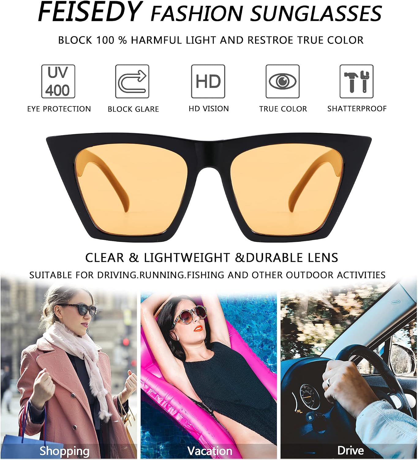 商品图片 13 | B0C5378735 | FEISEDY Vintage Square Cat Eye Sunglasses Women Trendy Cateye Sunglasses B2473