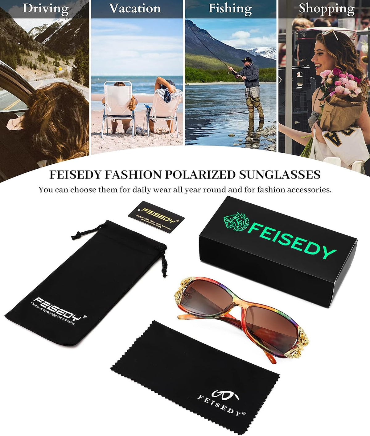 ÉÌƷͼƬ 36 | B0CNRQ7WVZ | FEISEDY Y2K Women Polarized Sunglasses Butterfly Wrap Around UV400 Shades