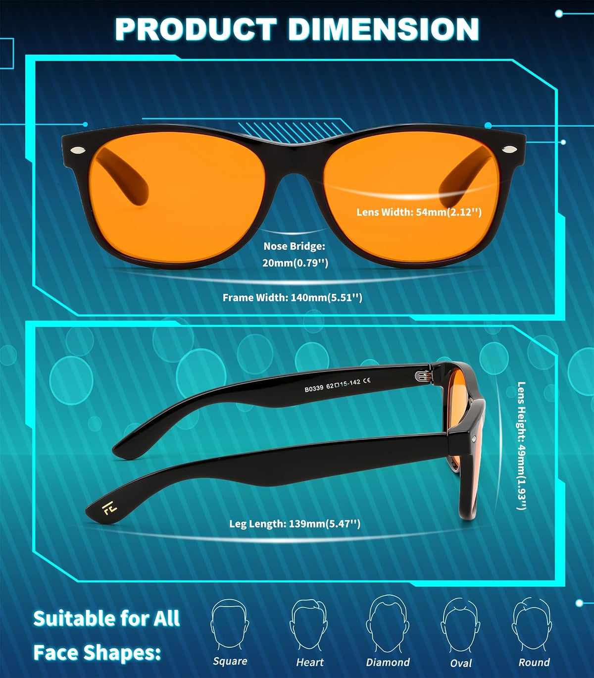 ÉÌƷͼƬ 10 | B0GK2PTMMH | FEISEDY Orange/Red Classic Blue Light Blocking Glasses for Women Men B0339