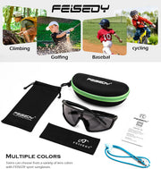 ÉÌƷͼƬ 7 | B0DFLMHFF6 | FEISEDY Kids Teens Baseball Polarized Sunglasses Lightweight TR90 Frame UV400 Sports Cycling Shades for Boys Girls B0186