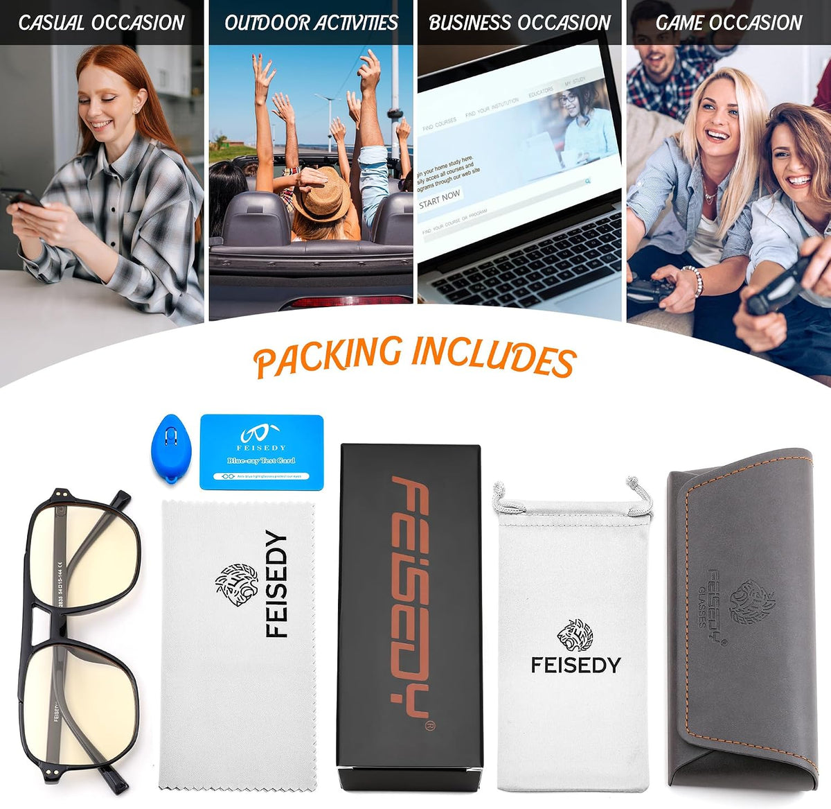 ÉÌƷͼƬ 6 | B0GCVQFPW9 | FEISEDY Blue Light Glasses for Computer Gaming Anti Eyestrain Glasses G2835
