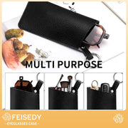 ÉÌƷͼƬ 19 | B0FKBLV8J9 | FEISEDY 2Pack Portable Glasses Case with Clip Hook, Soft Leather Eyeglass case Bag, Slim Sunglasses Pouch B0313