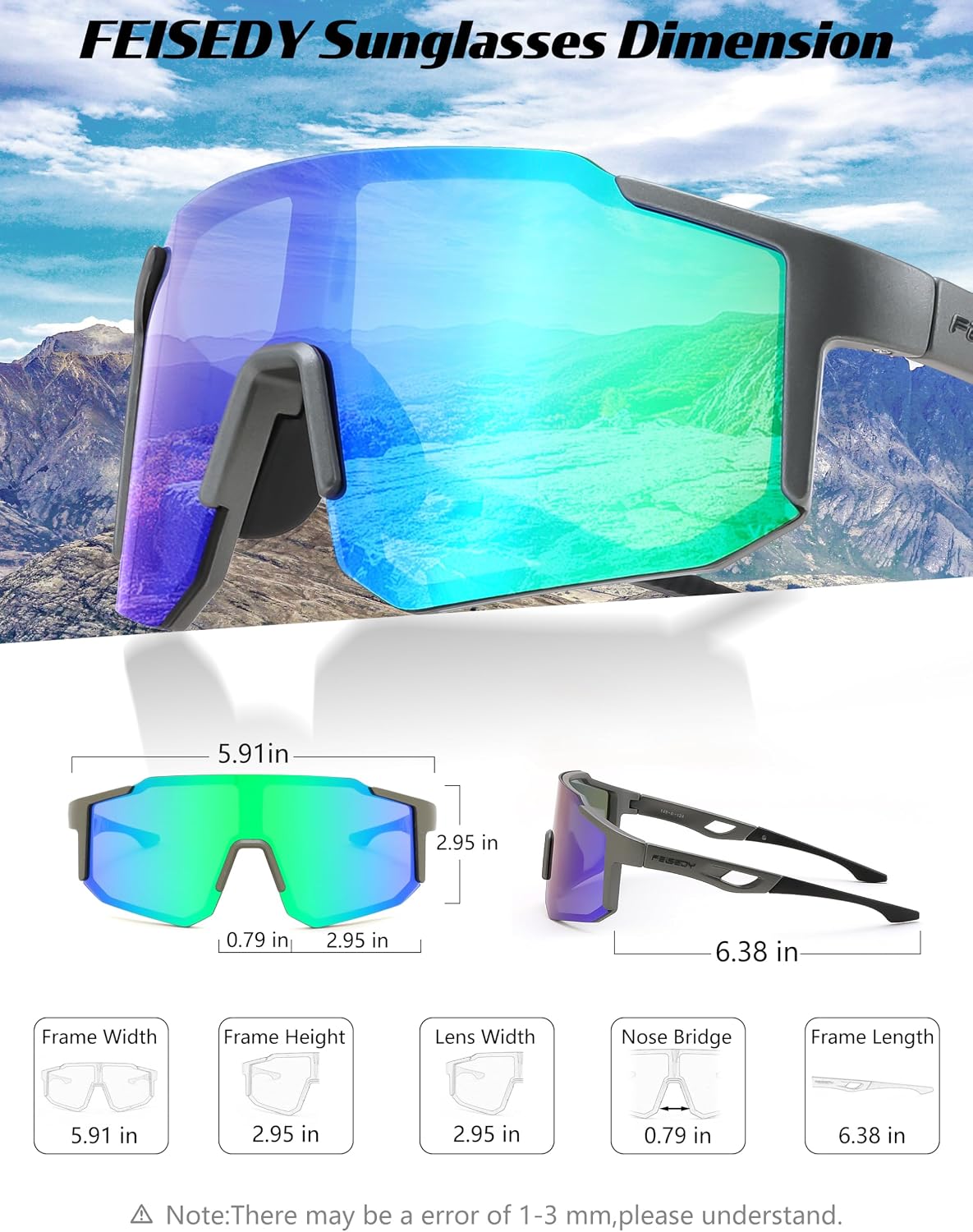 ÉÌƷͼƬ 25 | B0FMRGGCL4 | FEISEDY Polarized Sports Sunglasses for Men Women Youth - Baseball, Running, Cycling UV400 Protection 4 Lenses B0279