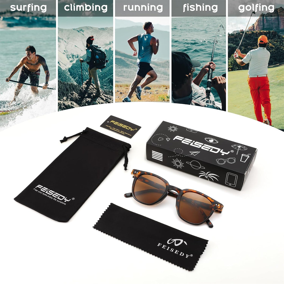 ÉÌƷͼƬ 23 | B0CCPBD9GS | FEISEDY Classic Polarized Sunglasses Retro Round Sunglasses for Women Men Trendy Shades B0002