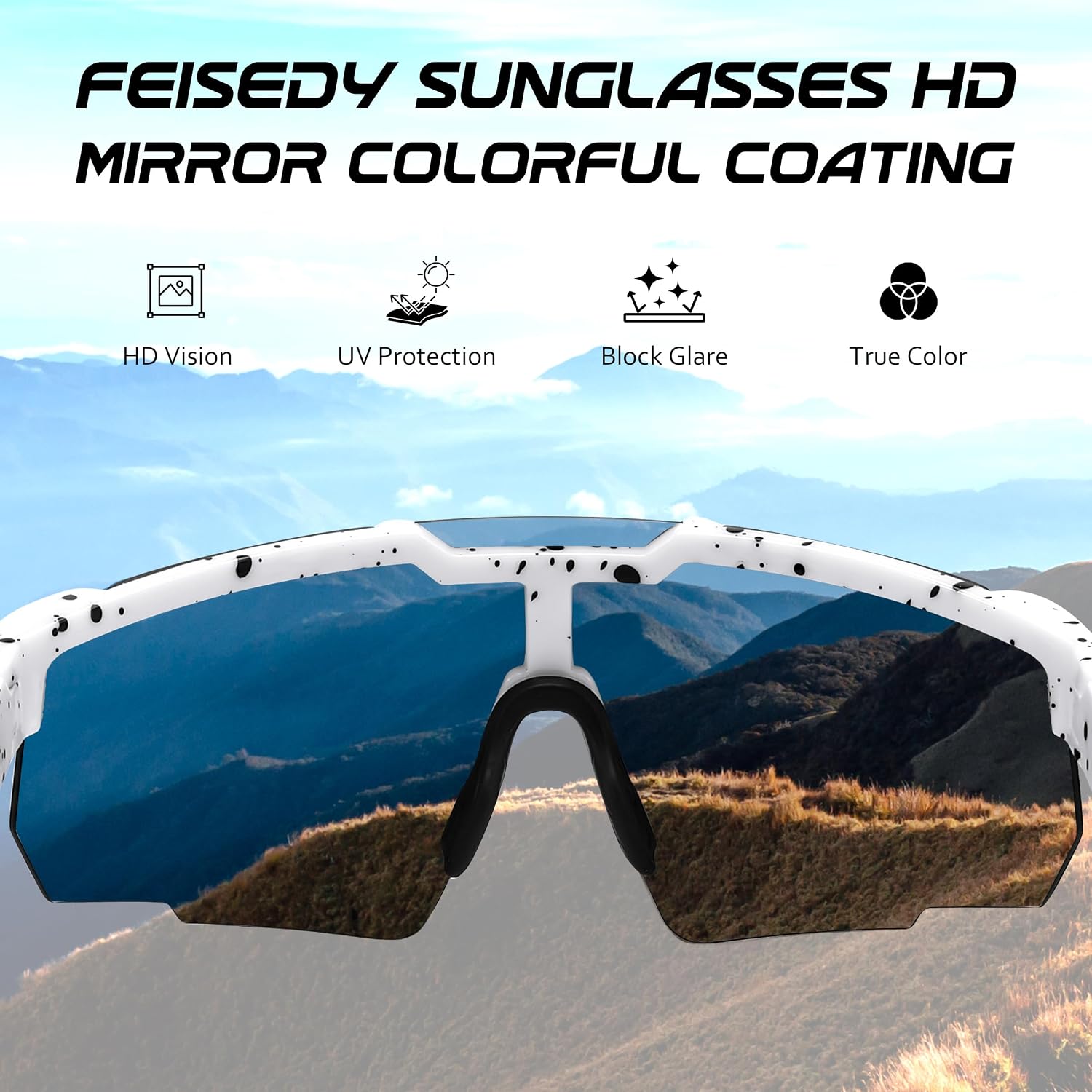 商品图片 33 | B0D2R93ZVQ | FEISEDY Cycling Sunglasses for Men Women, Sport Sunglasses for Baseball Softball Running Fishing Golf UV400 B0167