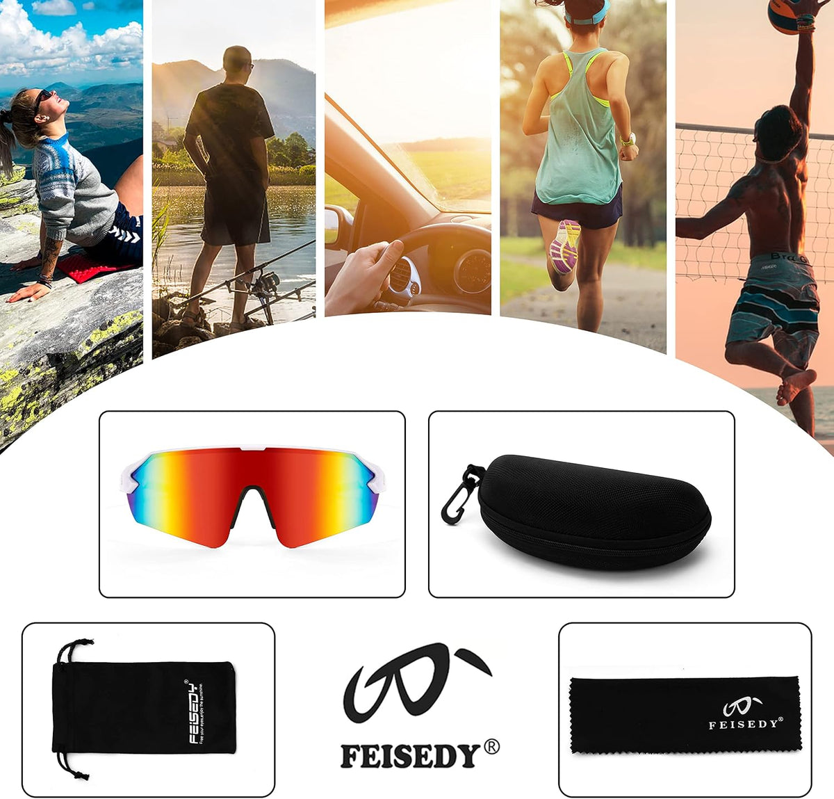 ÉÌƷͼƬ 57 | B0BQLPB8JV | FEISEDY Sports Sunglasses for Men and Women, UV400 Protection Outdoor Cycling Driving Fishing Glasses B2987