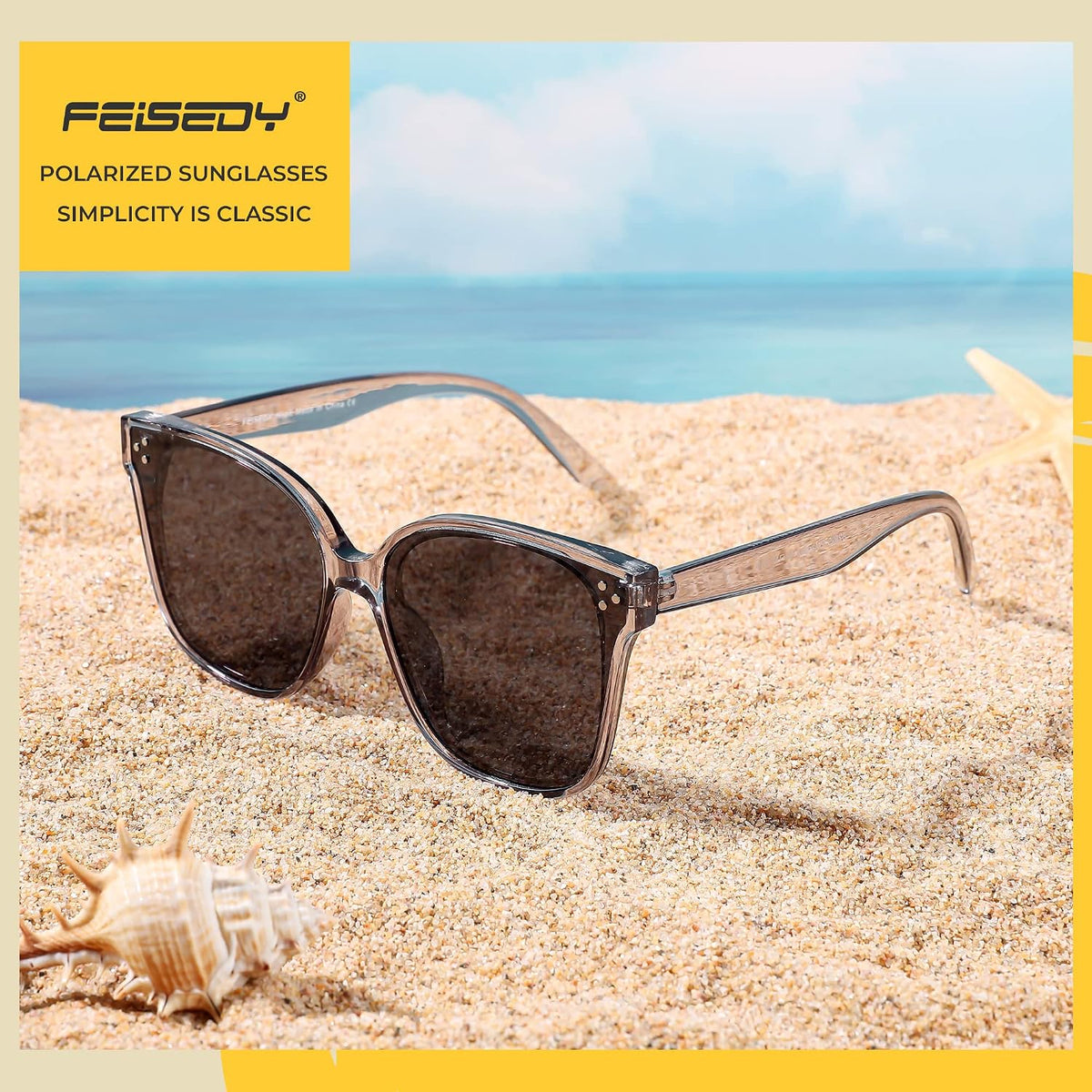 ÉÌƷͼƬ 22 | B0871BKMTN | FEISEDY Oversized Polarized Sunglasses - UV400 Protection, Square Fashion Sun Glasses for Outdoor & Daily B2600