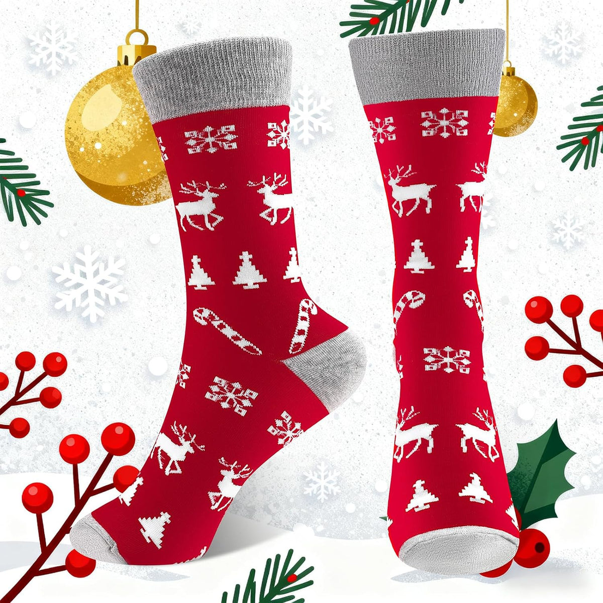 商品图片 10 | B0FPLDHHHC | Funny Socks for Women Men Christmas Socks Fuzzy Cozy Novelty Dress Socks Festive Crew Socks Size 7.5-12