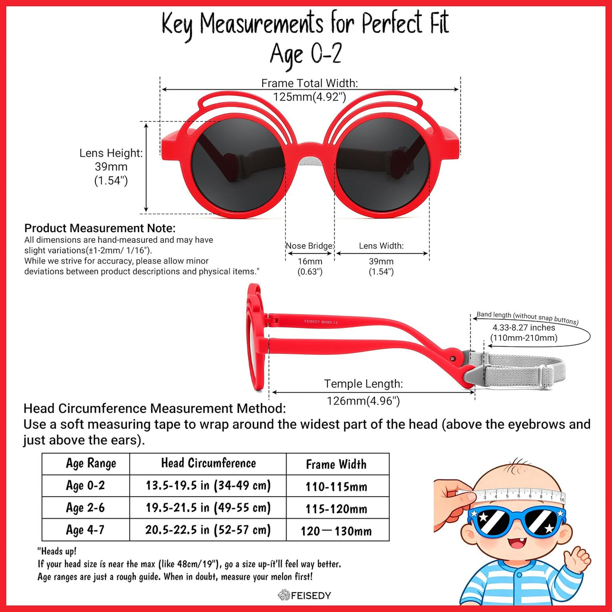 ÉÌƷͼƬ 53 | B0CQBTQZFP | FEISEDY Baby Polarized Round Sunglasses Flexible Rubber Shades with Strap for Infant Toddler Newborn Age 0-24 Months B0060