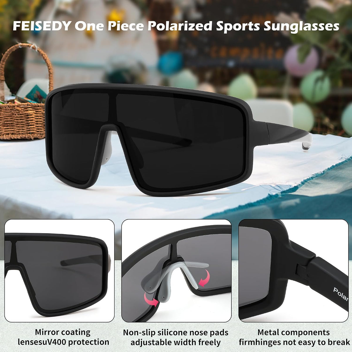 ÉÌƷͼƬ 12 | B0C785JPH3 | FEISEDY Sports Sunglasses, Polarized Oversized Shield for Women Men Youth, Baseball Cycling Running Outdoor Visor B2988