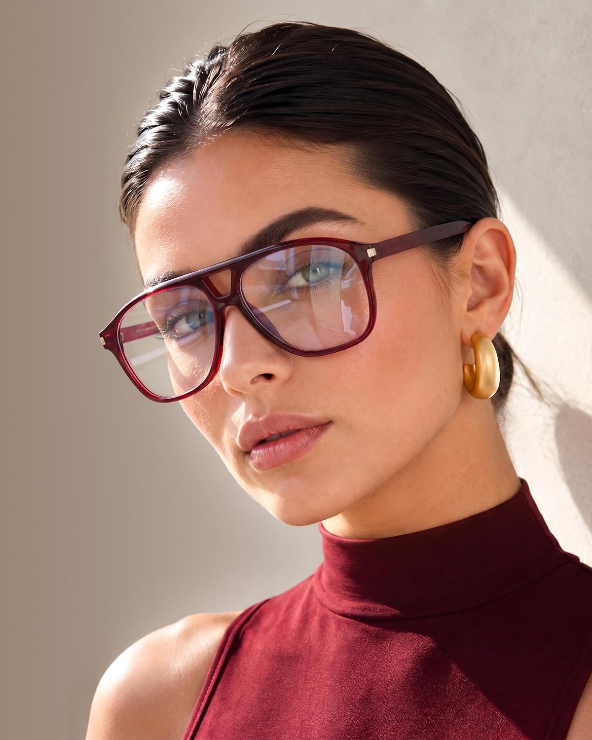 商品图片 16 | B0HCMPWV5X | FEISEDY Oversized Aviator Fashion Glasses for Women Men, Tortoise Trendy Eyeglasses, Retro Eyewear Frame for Daily Wear B0426