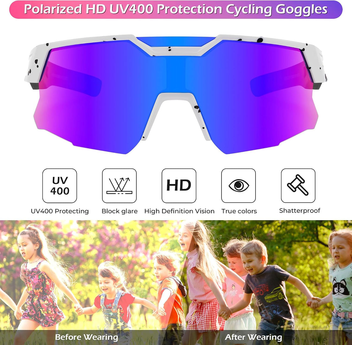 ÉÌƷͼƬ 69 | B0CCJ9N8C5 | FEISEDY Kids Sports Sunglasses UV400 for Youth, Ages 8-16 B0048