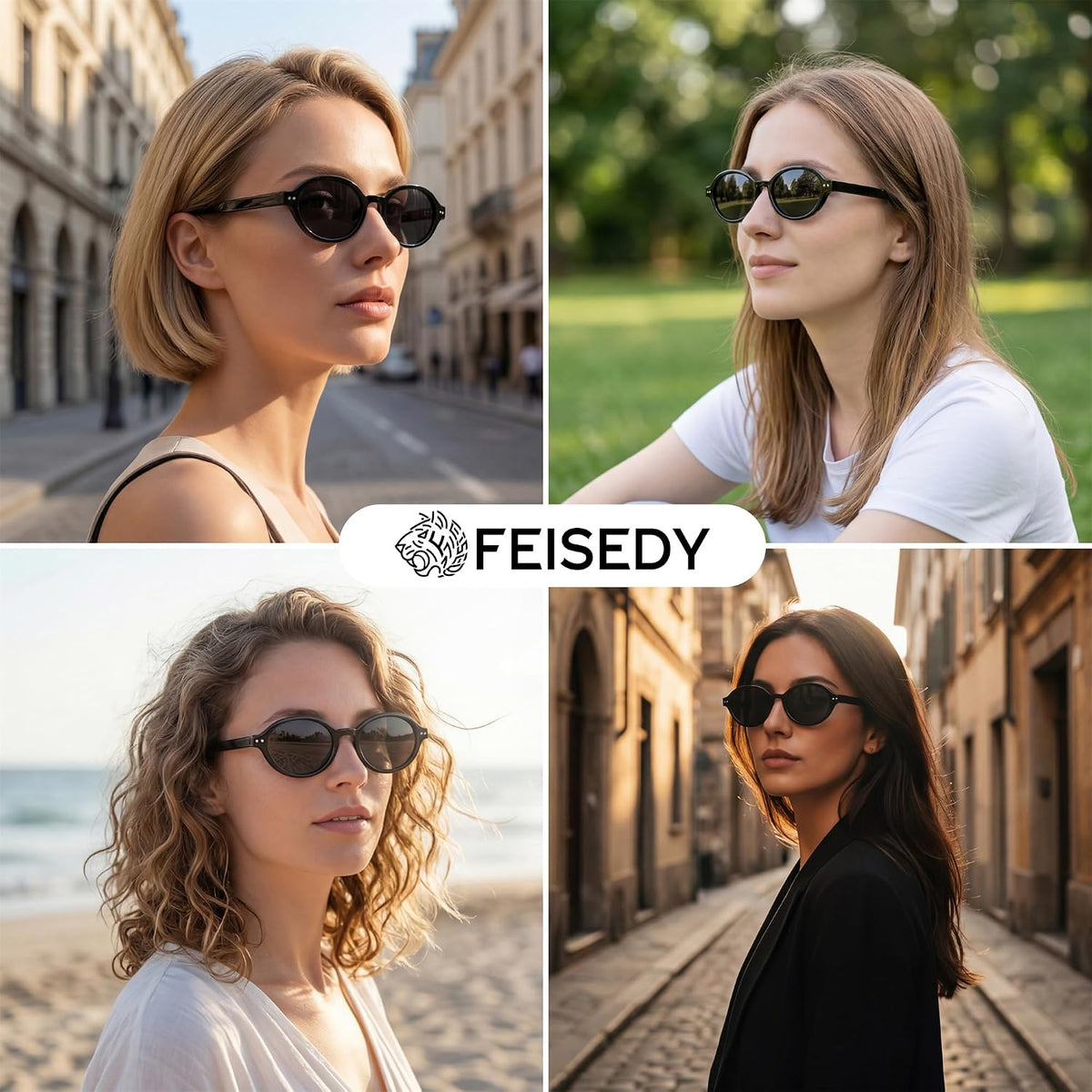 ÉÌƷͼƬ 38 | B0GV61HCD9 | FEISEDY Retro Oval Sunglasses for Women Small 90s Y2K UV Protection B1584
