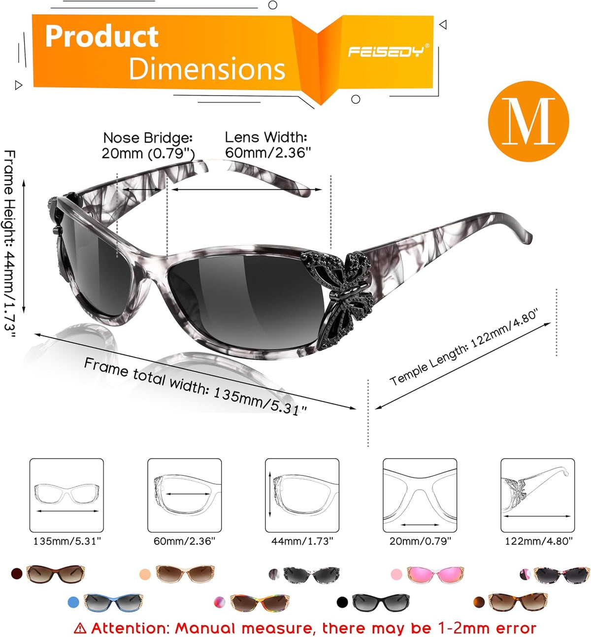 ÉÌƷͼƬ 62 | B0CNRQ7WVZ | FEISEDY Y2K Women Polarized Sunglasses Butterfly Wrap Around UV400 Shades