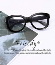ÉÌƷͼƬ 13 | B082SVW71F | FEISEDY Retro Reading Glasses Thick Square Big Frame Blue Light Blocking Lens Anti Glare Digital Eyestrain B2534