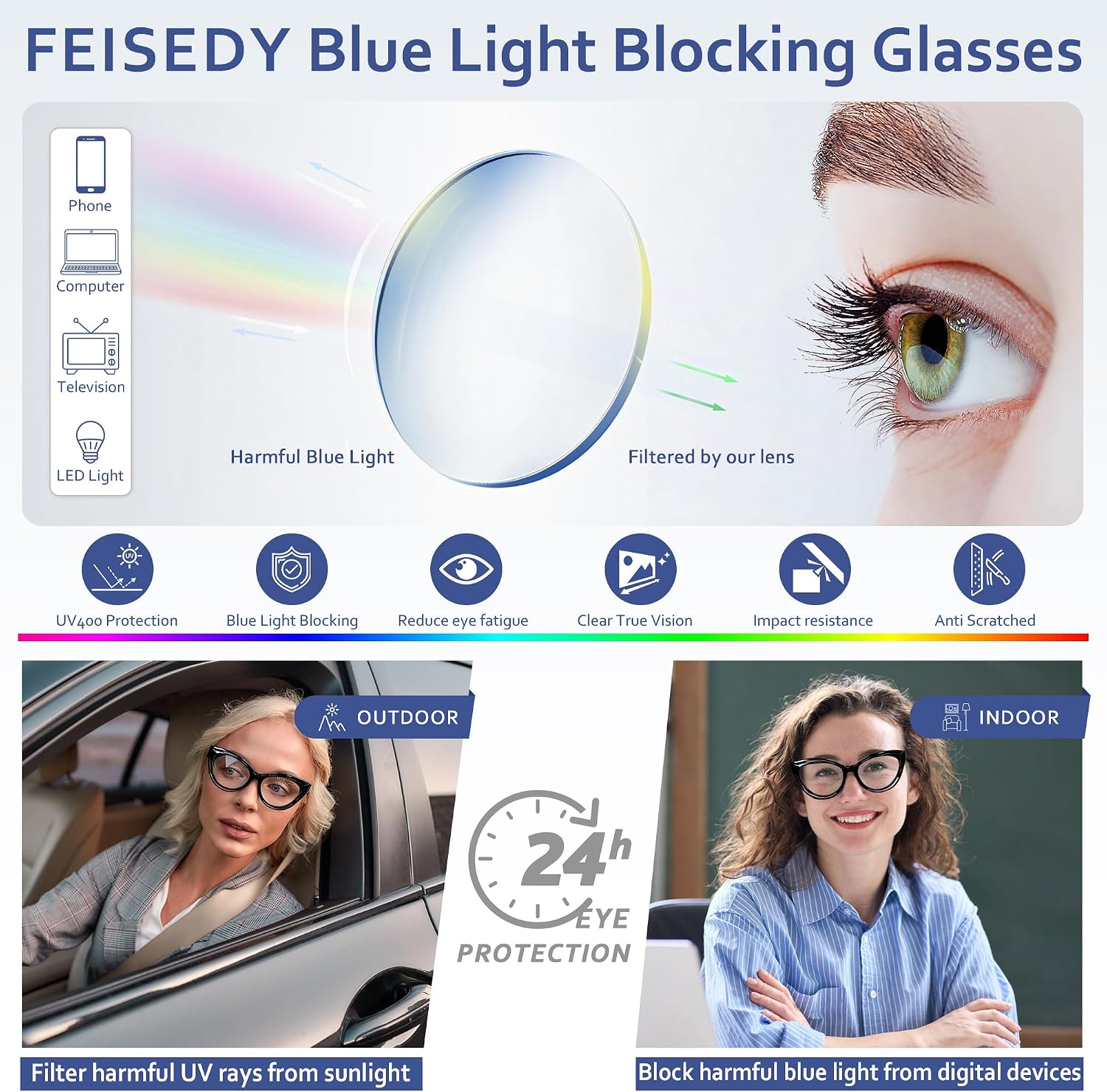 商品图片 12 | B0D56HXLGF | FEISEDY Blue Light Blocking Glasses Women Vintage Cat Eye Frame Anti Fatigue B0169