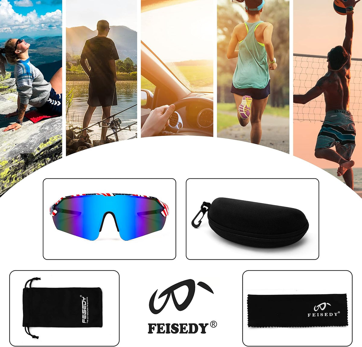 ÉÌƷͼƬ 6 | B0BQLPB8JV | FEISEDY Sports Sunglasses for Men and Women, UV400 Protection Outdoor Cycling Driving Fishing Glasses B2987