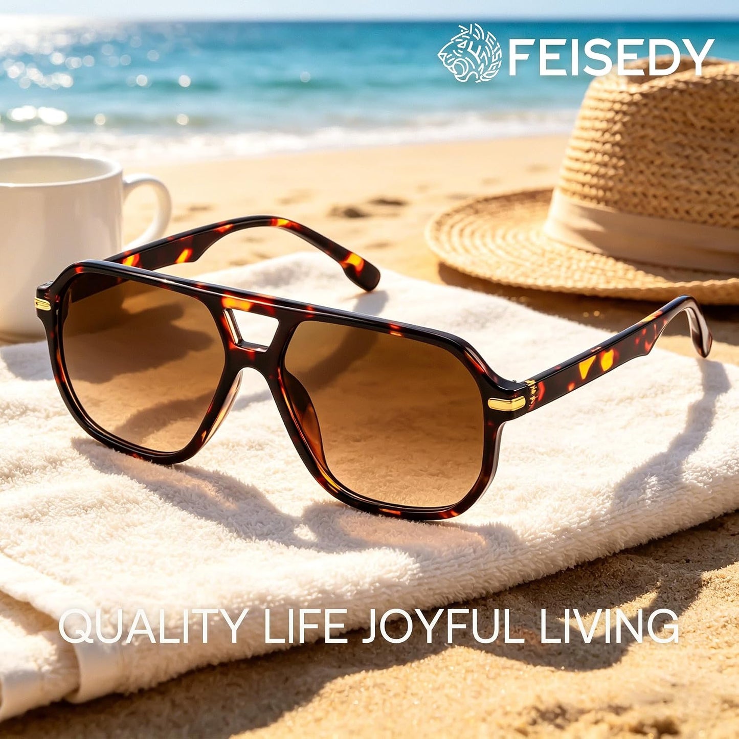 商品图片 11 | B0GTPJLQQN | FEISEDY Women Men Aviator Sunglasses UV400 Protection, Retro Trendy Square Frame for Driving Fishing Outdoor Daily B0425