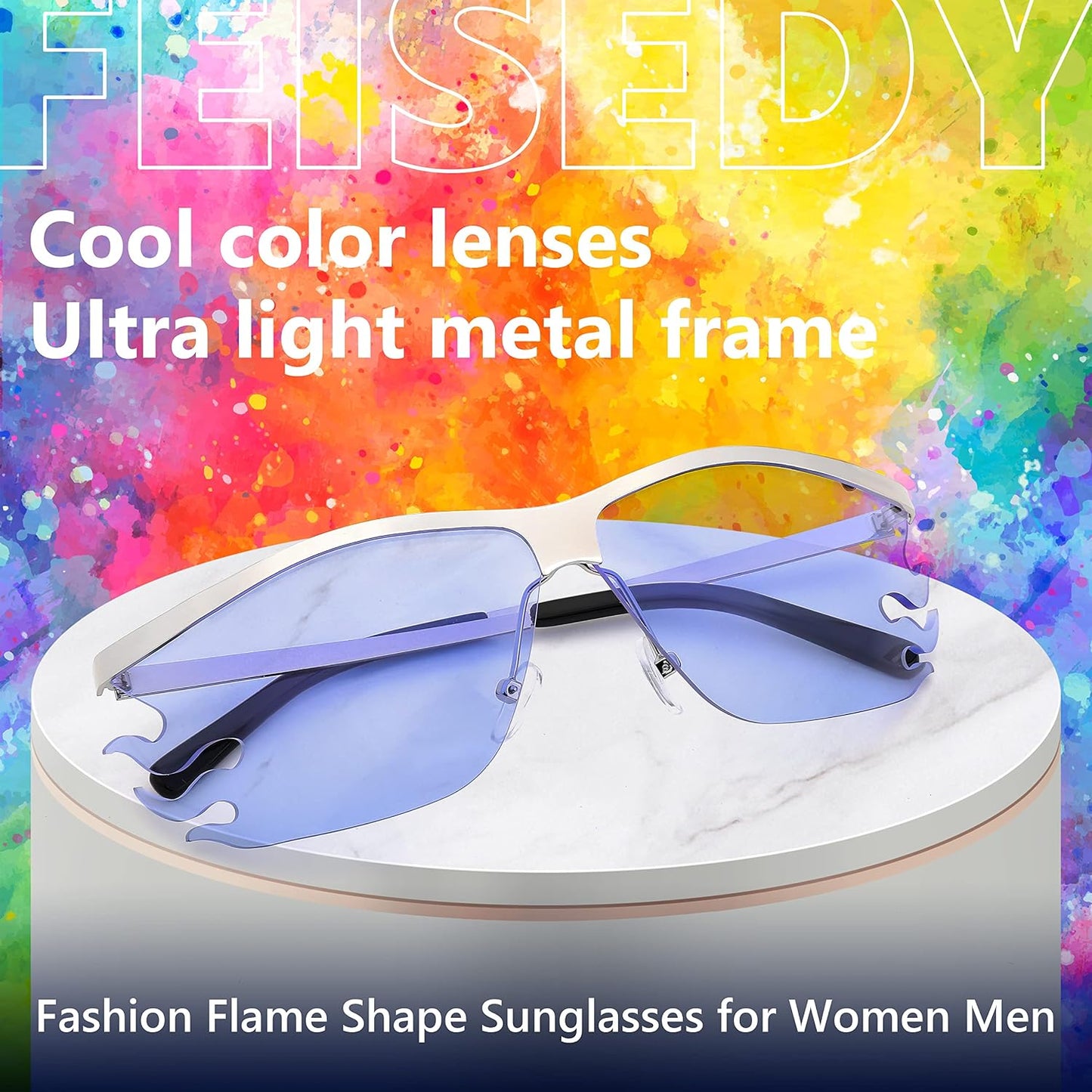 商品图片 11 | B09XHP3W7M | FEISEDY Retro Square Sunglasses Women Men Trendy Vintage Y2K Glasses Tinted Lens B2882