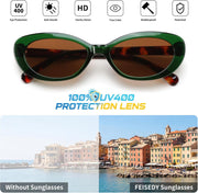 ÉÌƷͼƬ 29 | B0H2YQ7P2Y | FEISEDY Women Vintage Oval Cat Eye Sunglasses, Retro Narrow Shades B0459