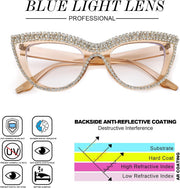 ÉÌƷͼƬ 35 | B0BLH5NHK8 | FEISEDY Diamond Blue Light Blocking Glasses Cat Eye Rhinestone Women Oversized Anti Eyestrain Computer Glasses Frame B2358