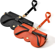 Black + Orange | B0CFPVMZFQ | FEISEDY 2Pack Soft Leather Sunglass Bag, Portable Holder Eyeglasses Case